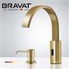 Fontana Commercial Brushed Gold Touch Less Automatic Sensor Faucet & Manual Soap Dispenser